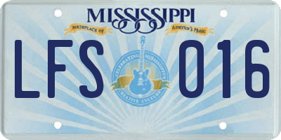 MS license plate LFS016