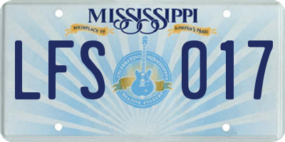 MS license plate LFS017
