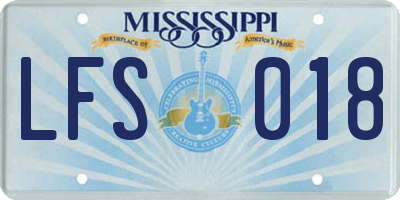 MS license plate LFS018