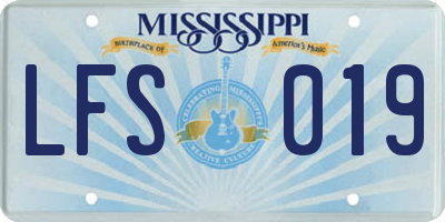MS license plate LFS019
