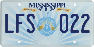 MS license plate LFS022