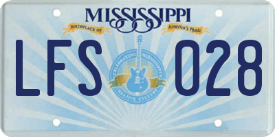 MS license plate LFS028