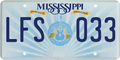 MS license plate LFS033