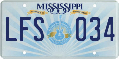 MS license plate LFS034