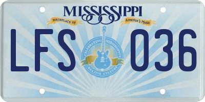 MS license plate LFS036