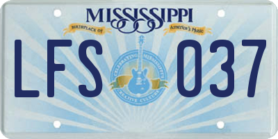 MS license plate LFS037