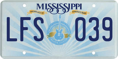 MS license plate LFS039