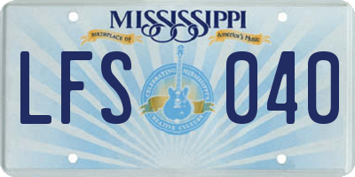 MS license plate LFS040