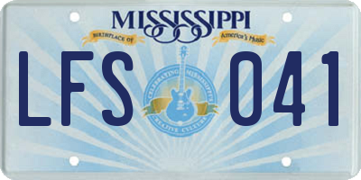 MS license plate LFS041