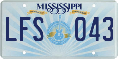 MS license plate LFS043