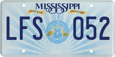 MS license plate LFS052