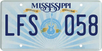 MS license plate LFS058
