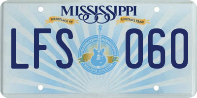 MS license plate LFS060