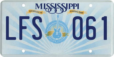 MS license plate LFS061