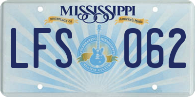 MS license plate LFS062