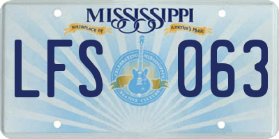 MS license plate LFS063