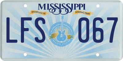 MS license plate LFS067
