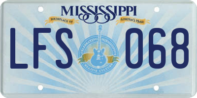 MS license plate LFS068