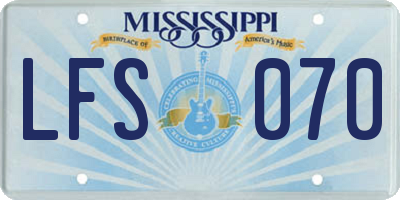 MS license plate LFS070