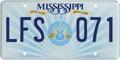 MS license plate LFS071