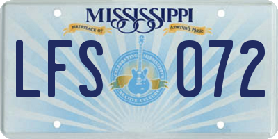 MS license plate LFS072