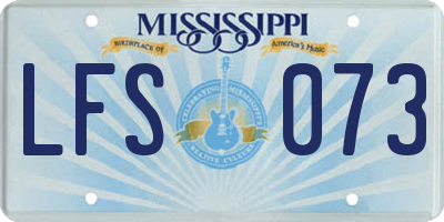 MS license plate LFS073