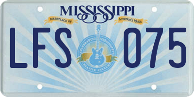 MS license plate LFS075