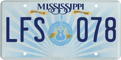 MS license plate LFS078
