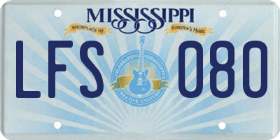 MS license plate LFS080