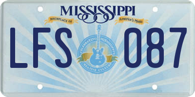 MS license plate LFS087