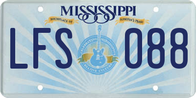 MS license plate LFS088