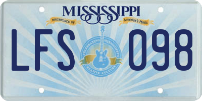 MS license plate LFS098