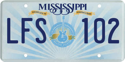 MS license plate LFS102