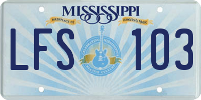 MS license plate LFS103