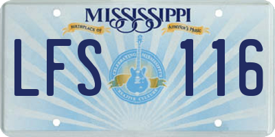 MS license plate LFS116