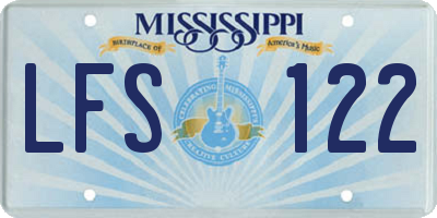 MS license plate LFS122