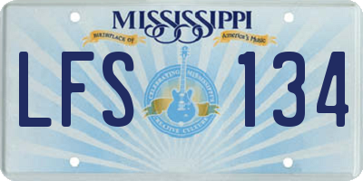 MS license plate LFS134