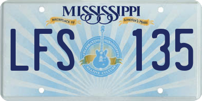 MS license plate LFS135