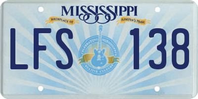 MS license plate LFS138