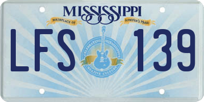 MS license plate LFS139