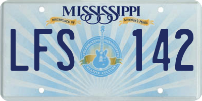 MS license plate LFS142