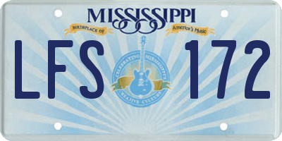 MS license plate LFS172