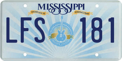 MS license plate LFS181