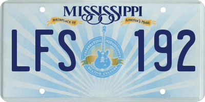 MS license plate LFS192