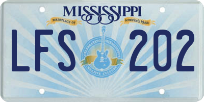 MS license plate LFS202