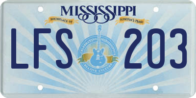 MS license plate LFS203