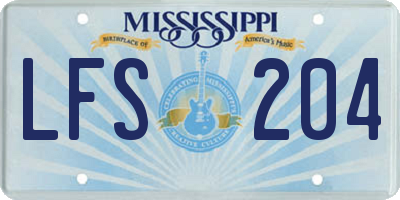 MS license plate LFS204