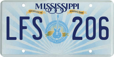 MS license plate LFS206