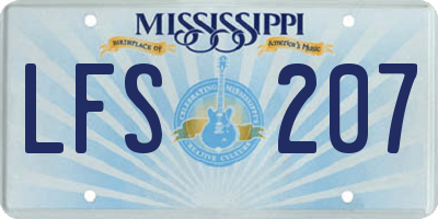 MS license plate LFS207