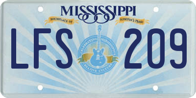MS license plate LFS209